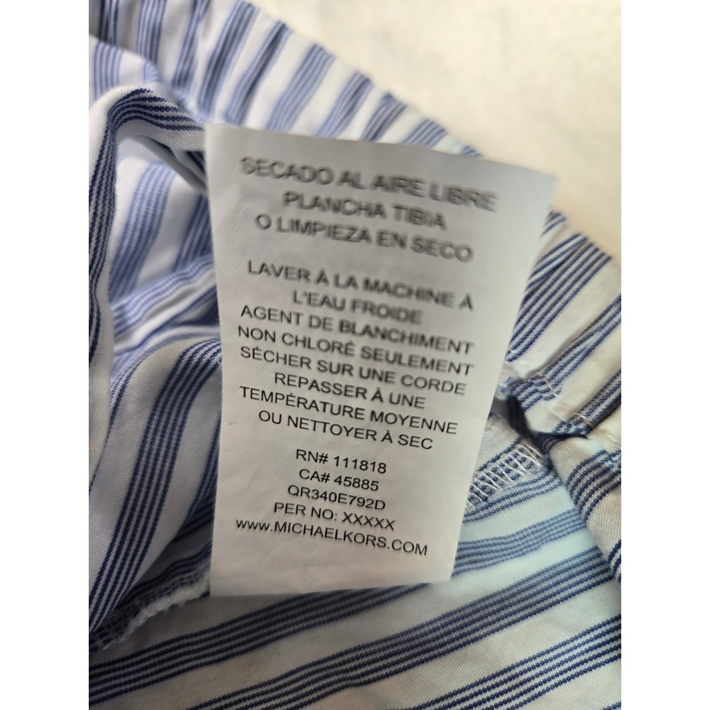 Michael Kors Blue White Striped Tie Front Button Down Shirt M Resortwear - Picture 7 of 8